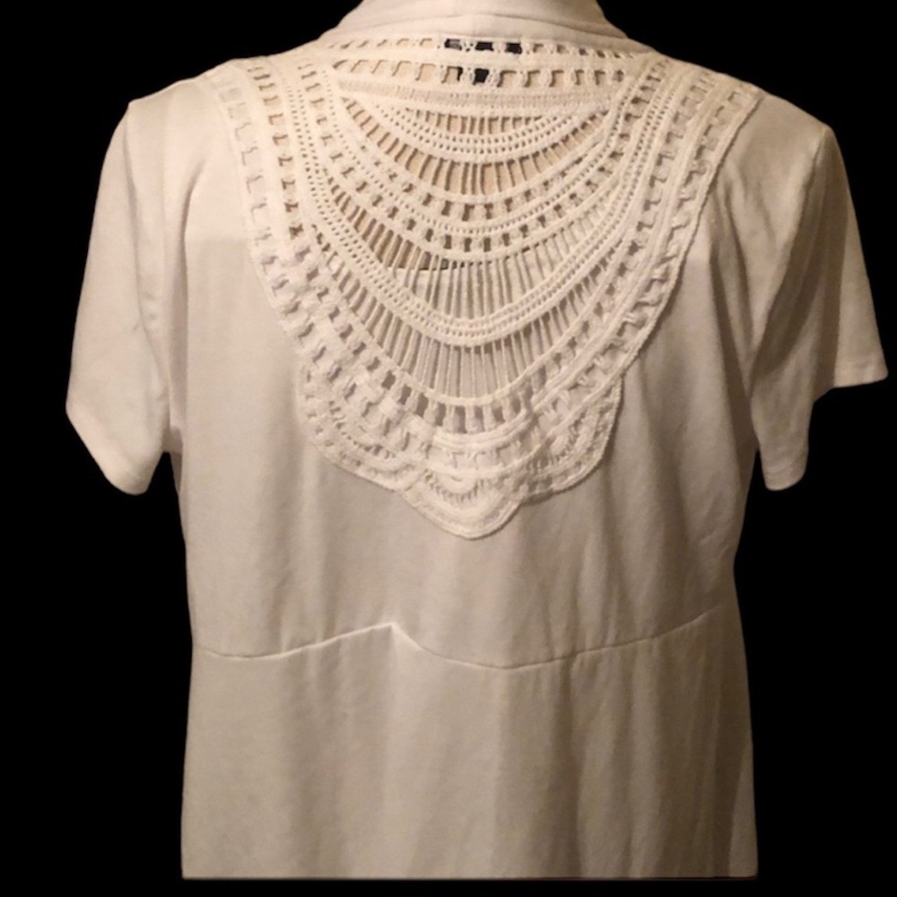 New directions cardigan white, lace back. Small